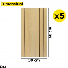 Set Tapet 3D Autoadeziv SIKS, 5 Bucati, 60x30 cm/buc, Model Riflaj In Relief, Aspect Lemn, Design Modern, Rezistent La Apa, U... Set Tapet 3D Autoadeziv SIKS, 5 Bucati, 60x30 cm/buc, Model Riflaj In Relief, Aspect Lemn, Design Modern, Rezistent La Apa, U...