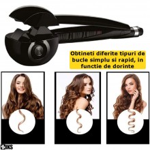 Ondulator De Par Automat SIKS, Profesional, Invelis Ceramic, 3 Trepte De Temperatura, Pana La 230°C, Negru