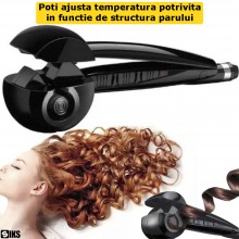 Ondulator De Par Automat SIKS, Profesional, Invelis Ceramic, 3 Trepte De Temperatura, Pana La 230°C, Negru
