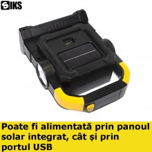 Lanterna Portabila SIKS Led Multifunctionala Cu Lampa Solara, Incarcare Solara Sau USB, 2 Zone De Lumina, 42 Leduri, Lanterna...