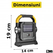 Lanterna Portabila SIKS Led Multifunctionala Cu Lampa Solara, Incarcare Solara Sau USB, 2 Zone De Lumina, 42 Leduri, Lanterna...
