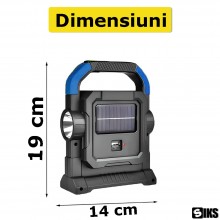 Lanterna Portabila SIKS Led Multifunctionala Cu Lampa Solara, Incarcare Solara Sau USB, 2 Zone De Lumina, 42 Leduri, Lanterna...