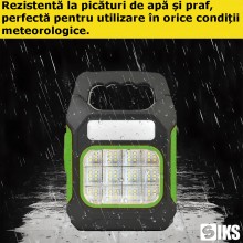 Lanterna Portabila Led Multifunctionala Cu Lampa Solara SIKS, Incarcare Solara Sau Usb, 3 Zone De Lumina, 68 Leduri, Lanterna...