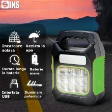 Lanterna Portabila Led Multifunctionala Cu Lampa Solara SIKS, Incarcare Solara Sau Usb, 3 Zone De Lumina, 68 Leduri, Lanterna...