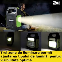 Lanterna Portabila Led Multifunctionala Cu Lampa Solara SIKS, Incarcare Solara Sau Usb, 3 Zone De Lumina, 68 Leduri, Lanterna...