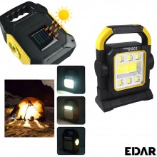 Lanterna LED EDAR, Portabila Multifunctionala, Dotata Cu Panou Solar, Incarcare Prin Energie Solara Sau USB, 2 Moduri De Ilum...