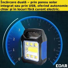 Lanterna LED EDAR, Portabila Multifunctionala, Dotata Cu Panou Solar, Incarcare Prin Energie Solara Sau USB, 2 Moduri De Ilum... Lanterna LED EDAR, Portabila Multifunctionala, Dotata Cu Panou Solar, Incarcare Prin Energie Solara Sau USB, 2 Moduri De Ilum...