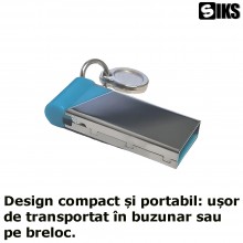 Stick Memorie SIKS, 4 GB, USB 3.0, Gri Metalic/Albastru Stick Memorie SIKS, 4 GB, USB 3.0, Gri Metalic/Albastru