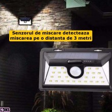 Lampa Solara SIKS, Senzor De Miscare Si Lumina, Pentru Perete, Panou Solar, 32 Leduri, Lumina Neutra, Negru Lampa Solara SIKS, Senzor De Miscare Si Lumina, Pentru Perete, Panou Solar, 32 Leduri, Lumina Neutra, Negru