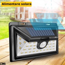 Lampa Solara SIKS, Senzor De Miscare Si Lumina, Pentru Perete, Panou Solar, 32 Leduri, Lumina Neutra, Negru Lampa Solara SIKS, Senzor De Miscare Si Lumina, Pentru Perete, Panou Solar, 32 Leduri, Lumina Neutra, Negru