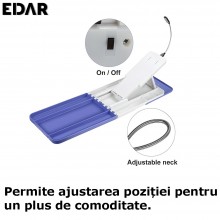 Suport Pliabil EDAR Pentru Pedichiura, Adjustabil, Sistem De Iluminare Led, Portabil, Albastru