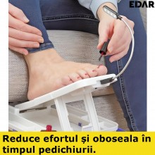 Suport Pliabil EDAR Pentru Pedichiura, Adjustabil, Sistem De Iluminare Led, Portabil, Albastru