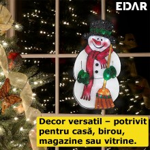 Ornament EDAR Pentru Geam Cu Om De Zapada, Decor Luminos Cu LED, Culoare Multicolora