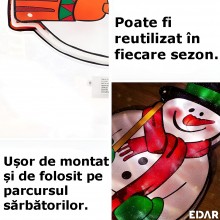 Ornament EDAR Pentru Geam Cu Om De Zapada, Decor Luminos Cu LED, Culoare Multicolora