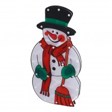 Ornament EDAR Pentru Geam Cu Om De Zapada, Decor Luminos Cu LED, Culoare Multicolora