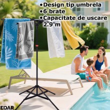 Uscator De Rufe Tip Umbrela EDAR, Vertical, Pliabil, Portabil, Ergonomic, Inaltime Reglabila 150 Cm, 6 Brate, Capacitate De U... Uscator De Rufe Tip Umbrela EDAR, Vertical, Pliabil, Portabil, Ergonomic, Inaltime Reglabila 150 Cm, 6 Brate, Capacitate De U...