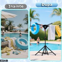 Uscator De Rufe Tip Umbrela EDAR, Vertical, Pliabil, Portabil, Ergonomic, Inaltime Reglabila 150 Cm, 6 Brate, Capacitate De U...
