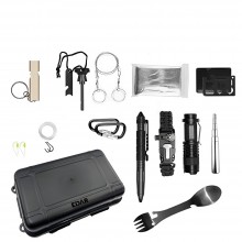 Kit EDAR Supravietuire 12 In 1, Set Ideal pentru Pentru Camping, Vanatoare, Calatorii, Pescuit, Drumetii, Impermeabil, Rezist...