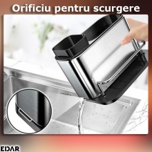 Organizator Cu Dispenser EDAR Pentru Chiuveta Bucatarie Sau Baie, Suport Burete, Inox/Plastic, Argintiu/Negru, 18.5 cm x 17.5... Organizator Cu Dispenser EDAR Pentru Chiuveta Bucatarie Sau Baie, Suport Burete, Inox/Plastic, Argintiu/Negru, 18.5 cm x 17.5...
