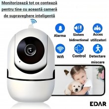 Camera De Supraveghere EDAR Smart Wi-Fi, Full HD, Rotire Automata, Control Prin Aplicatie, Alba