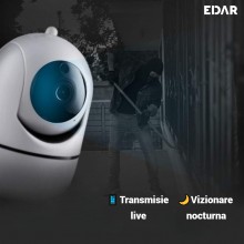 Camera De Supraveghere EDAR Smart Wi-Fi, Full HD, Rotire Automata, Control Prin Aplicatie, Alba