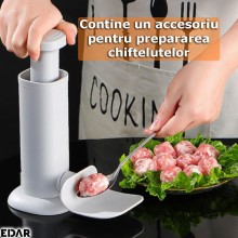 Masina De Umplut Carnati EDAR, Accesoriu Preparat Chiftelute, Manuala, Portabila, Verticala, Usor De Folosit, Plastic, Gri Masina De Umplut Carnati EDAR, Accesoriu Preparat Chiftelute, Manuala, Portabila, Verticala, Usor De Folosit, Plastic, Gri