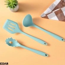 Set Ustensile Bucatarie EDAR, Din Silicon, Design Elegant, Termorezistente, Antiaderente, 11 Piese, Turcoaz