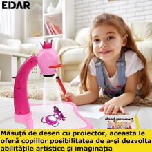 Jucarie EDAR Educationala Tip Tabla, Model Printesa, Masuta Pentru Desenat Cu Proiector Si Diapozitive, Holograma, 3 Discuri ...