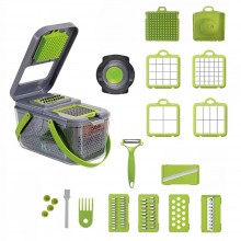 Razatoare Multifunctionala SIKS Pentru Legume Si Fructe, Manuala, Lame Din Otel Inoxidabil, Multiple Accesorii Interschimbabi...