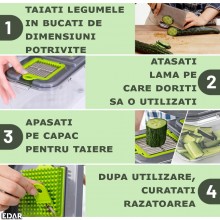 Razatoare Multifunctionala Manuala EDAR, Multiple Accesorii, Lame Interschimbabile Pentru Radere, Maruntire, Separator Ou, Cu...