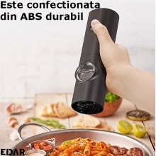 Rasnita Electrica Pentru Sare/Piper EDAR Cu Functionare Pe Baterii, Grad Macinare Reglabil, Led, Negru Rasnita Electrica Pentru Sare/Piper EDAR Cu Functionare Pe Baterii, Grad Macinare Reglabil, Led, Negru