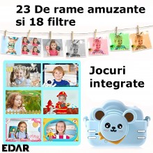 Camera EDAR Foto Video Pentru Copii, Model Ursulet 1080P, HD, 2 inch, Jocuri Incluse, Acumulator 600 mAh, Culoare Albastra Camera EDAR Foto Video Pentru Copii, Model Ursulet 1080P, HD, 2 inch, Jocuri Incluse, Acumulator 600 mAh, Culoare Albastra