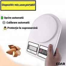 Cantar Electronic EDAR De Bucatarie, 10 kg, Alb – Precizie Si Eleganta In Gatit