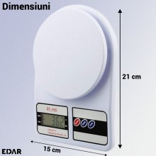 Cantar Electronic EDAR De Bucatarie, 10 kg, Alb – Precizie Si Eleganta In Gatit
