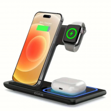 Incarcator Wireless EDAR Multifunctional, 3 In 1, Pentru Telefon Smartphone, Smartwatch, Carcasa Casti Fara Fir, Pliabil, Ung...