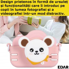Camera EDAR Foto Video Pentru Copii, Model Ursulet 1080P, HD, 2 inch, Jocuri Incluse, Acumulator 600 mAh, Culoare Roz Camera EDAR Foto Video Pentru Copii, Model Ursulet 1080P, HD, 2 inch, Jocuri Incluse, Acumulator 600 mAh, Culoare Roz