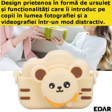 Camera EDAR Foto Video Pentru Copii, Model Ursulet 1080P, HD, 2 inch, Jocuri Incluse, Acumulator 600 mAh, Culoare Galben Camera EDAR Foto Video Pentru Copii, Model Ursulet 1080P, HD, 2 inch, Jocuri Incluse, Acumulator 600 mAh, Culoare Galben