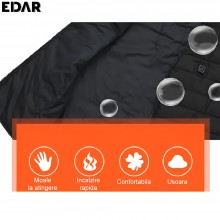 Vesta cu Caldura EDAR, Unisex, Alimentare prin Conector USB Incorporat, Fara Acumulator, Ideala Pentru Sezonul Rece, Negru, M... Vesta cu Caldura EDAR, Unisex, Alimentare prin Conector USB Incorporat, Fara Acumulator, Ideala Pentru Sezonul Rece, Negru, M...