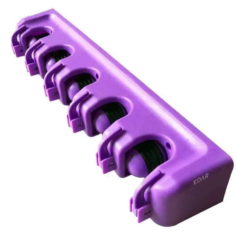 Suport Multifunctional De Perete Pentru Maturi Si Mop, EDAR, 5 Spatii Pentru Unelte Si 6 Cuiere, Sistem Ingenios De Agatare, Mov