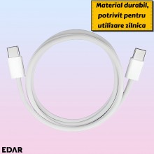 Cablu EDAR De Incarcare USB Type-C la Type-C, 1m, Alb