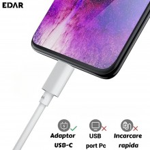 Cablu EDAR De Incarcare USB Type-C la Type-C, 1m, Alb