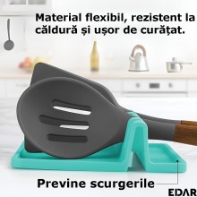 Suport EDAR Pentru Ustensile De Bucatarie, 5 Compartimente, Material Silicon, Culoare Albastra