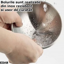 Set Boluri Inalte EDAR Din Otel Inoxidabil Si Suport, Pentru Caini, Pisici, Unghi De Inclinare Reglabil, Antiderapant, Gri/Ar...