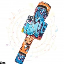 Microfon Wireless Karaoke SIKS, LY100, M5, Pentru Copii, Model Grafitti, 100hz, IOS, Android, Tableta, PC, Bluetooth, USB, Al...