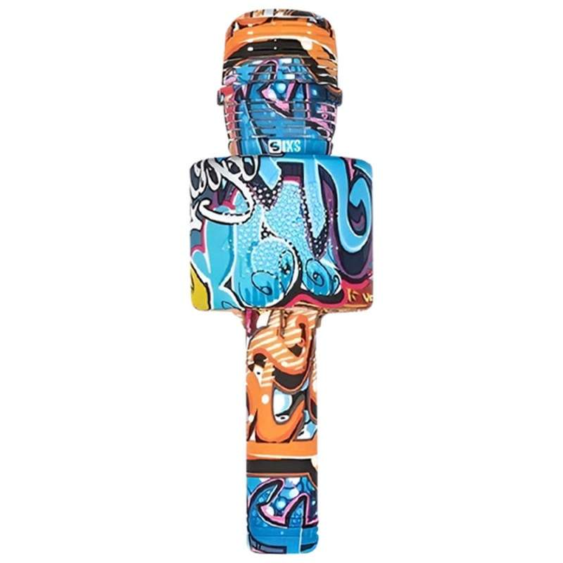Microfon Wireless Karaoke SIKS, LY100, M5, Pentru Copii, Model Grafitti, 100hz, IOS, Android, Tableta, PC, Bluetooth, USB, Al...