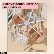 Uscator De Rufe Tip Umbrela EDAR, Vertical, Pliabil, Portabil, Ergonomic, Inaltime Reglabila 150 Cm, 6 Brate, Capacitate De U... Uscator De Rufe Tip Umbrela EDAR, Vertical, Pliabil, Portabil, Ergonomic, Inaltime Reglabila 150 Cm, 6 Brate, Capacitate De U...