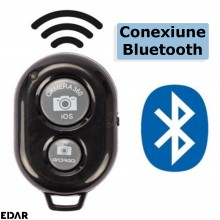 Telecomanda Bluetooth EDAR Pentru Camera Telefon, Selfie, Pentru iOS, Android, Portabila, Compacta Si Usoara, Negru Telecomanda Bluetooth EDAR Pentru Camera Telefon, Selfie, Pentru iOS, Android, Portabila, Compacta Si Usoara, Negru