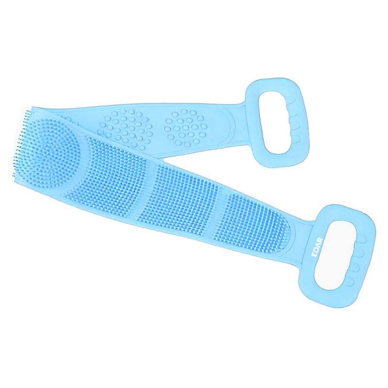 Banda Pentru Igiena Corporala EDAR, 2 In 1, Masaj Si Exfoliere, Activeaza Circulatia, Silicon Moale, Albastru