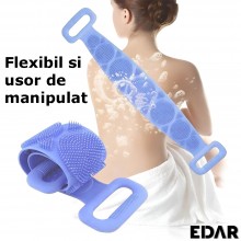 Banda Pentru Igiena Corporala EDAR, 2 In 1, Masaj Si Exfoliere, Activeaza Circulatia, Silicon Moale, Albastru
