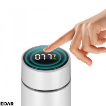 Termos Inteligent EDAR Cu Termometru, Capacitate 500 Ml, ABS/Inox, Alb